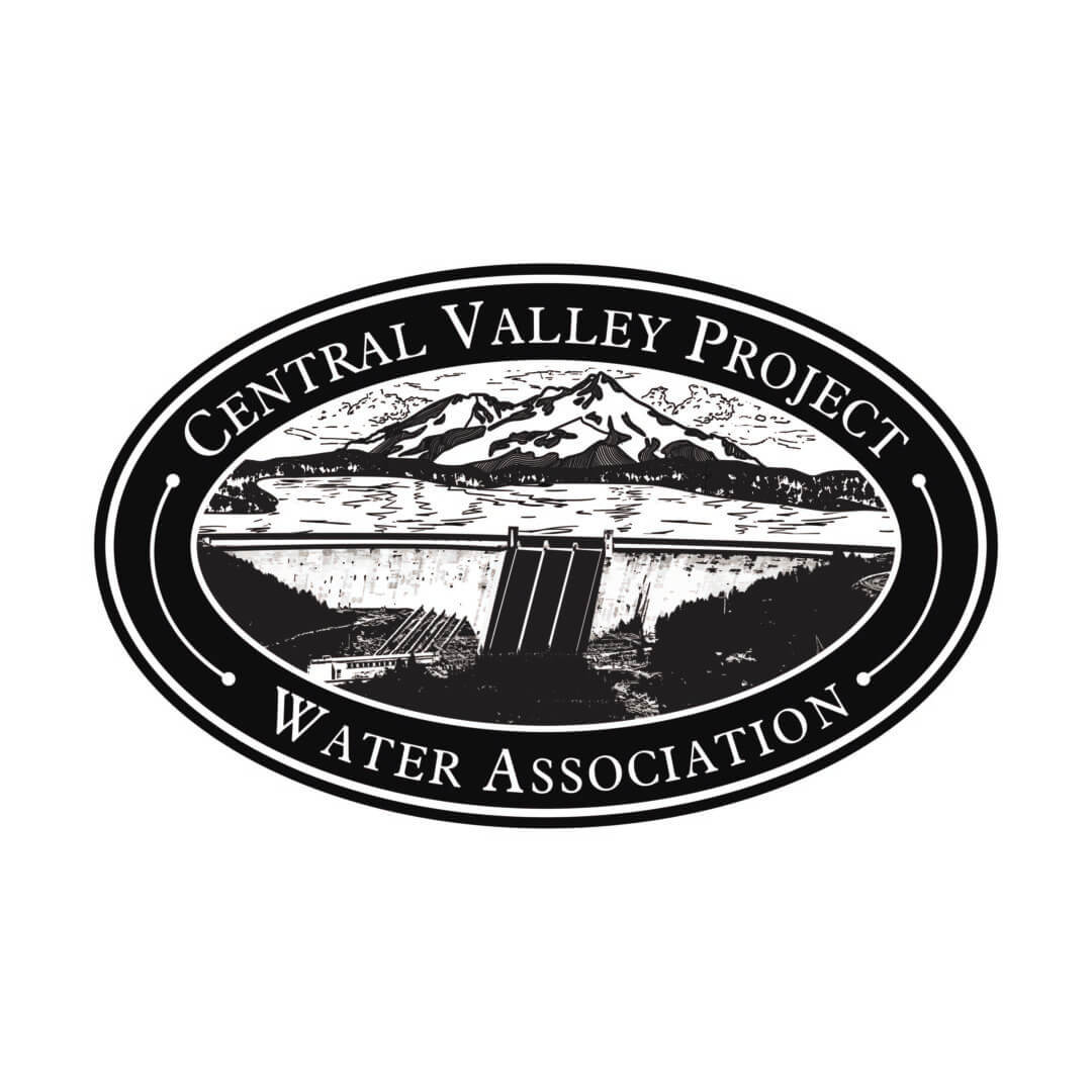Central Valley Project emblem with dam illustration. - 53